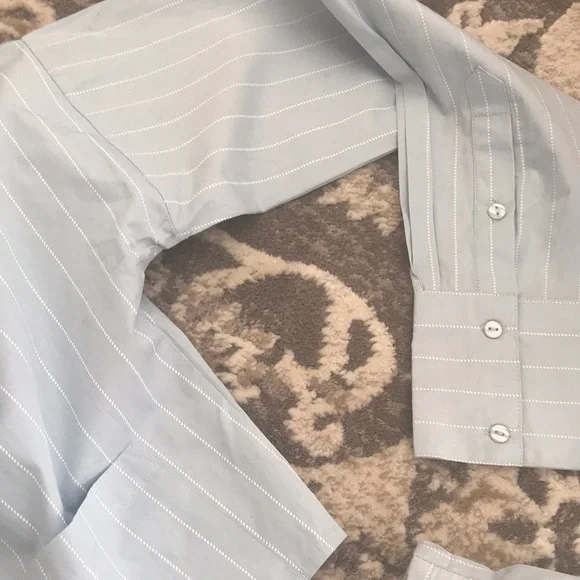 Women's Light Blue  2 piece pants set with White pinstripes - Picture 9 of 12